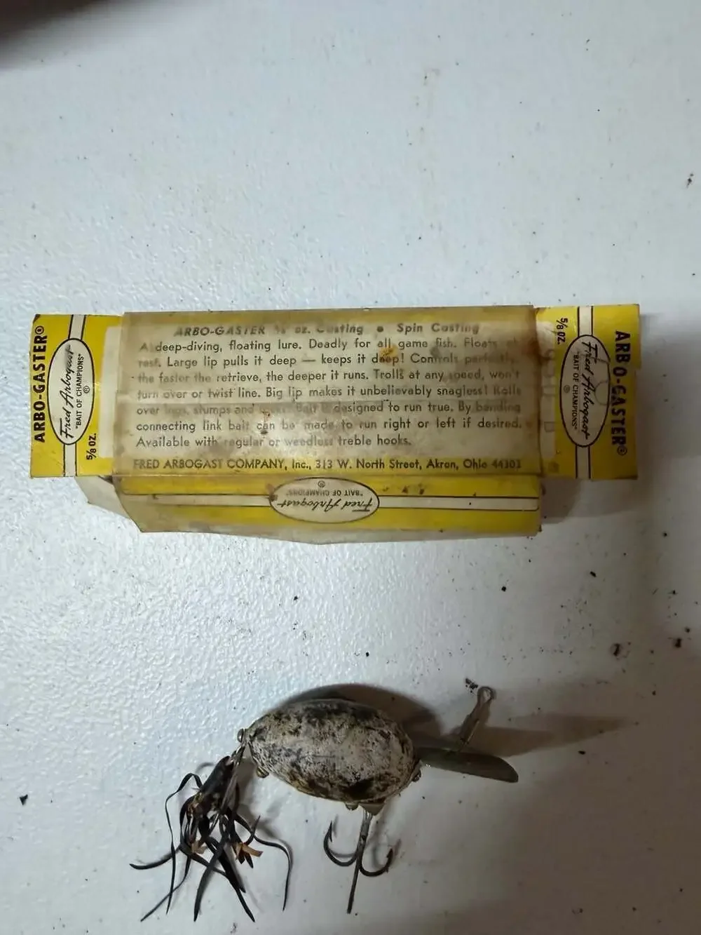 Vintage Fred Arbogast Arbo-Gaster 5/8 oz Deep Diving Fishing Lure with Original